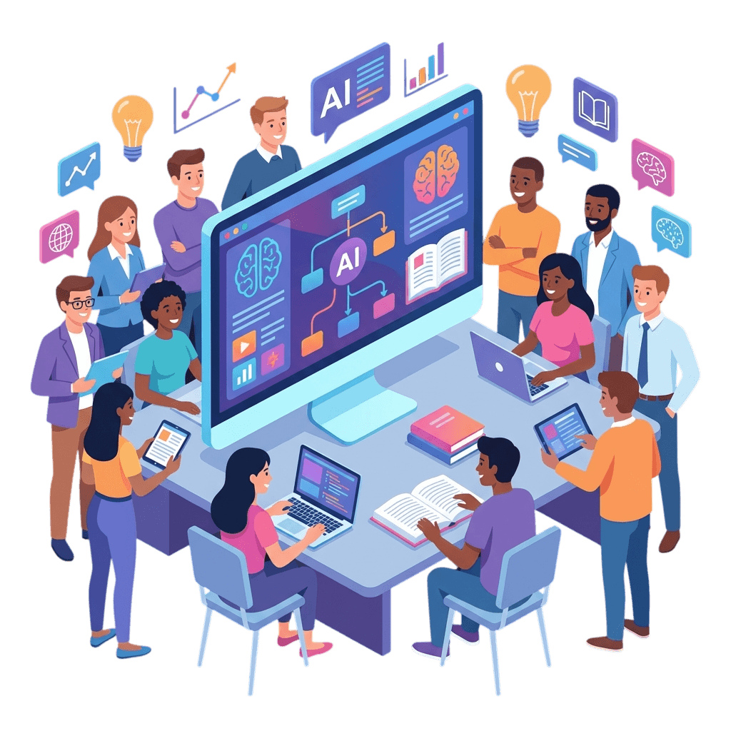 Pessoas estudando com EstudoAI